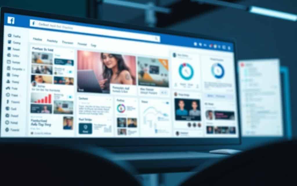 Prompt A detailed, realistic view of the Facebook ads management interface, showcasing a clean, contemporary layout with a grid of ad previews, metrics dashboards, and intuitive control panels. The interface is bathed in cool, soothing tones with subtle lighting and depth of field, giving it a professional, enterprise-grade appearance. The overall mood is one of control, precision, and efficient ad campaign management, reflecting the step-by-step instructions for turning off Facebook advertising.