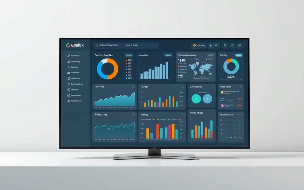 A sleek, modern digital dashboard showcasing detailed performance metrics and analytics visualizations. The dashboard is set against a clean, minimalist backdrop, with a subtle gradient or textured pattern in the background. The display features crisp, clear graphs, charts, and indicators, providing at-a-glance insights into key advertising campaign performance data. The layout is carefully arranged, with an intuitive and uncluttered user interface. Neutral tones and a sophisticated color palette create a professional, high-quality aesthetic. Strategically placed lighting accentuates the dashboard's crisp, precise details, while maintaining an overall sense of balance and harmony.