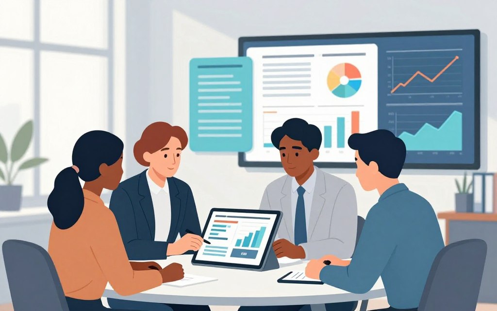 A modern office environment focusing on leveraging CRM data for customer insights. In the foreground, a diverse group of three professionals, dressed in smart business attire, are gathered around a sleek conference table, analyzing graphs and charts displayed on a digital tablet. The middle ground features an elegantly designed wall with large screens showcasing colorful data visualizations, such as customer demographics and sales trends. In the background, a bright, airy office with large windows allows soft natural light to fill the room, creating a productive atmosphere. The overall mood is collaborative and focused, highlighting the importance of data-driven strategies in scaling successful advertising campaigns on a budget. The color palette is soft and harmonious, ensuring a clear subject focus without clutter. A modern office environment focusing on leveraging CRM data for customer insights. In the foreground, a diverse group of three professionals, dressed in smart business attire, are gathered around a sleek conference table, analyzing graphs and charts displayed on a digital tablet. The middle ground features an elegantly designed wall with large screens showcasing colorful data visualizations, such as customer demographics and sales trends. In the background, a bright, airy office with large windows allows soft natural light to fill the room, creating a productive atmosphere. The overall mood is collaborative and focused, highlighting the importance of data-driven strategies in scaling successful advertising campaigns on a budget. The color palette is soft and harmonious, ensuring a clear subject focus without clutter.